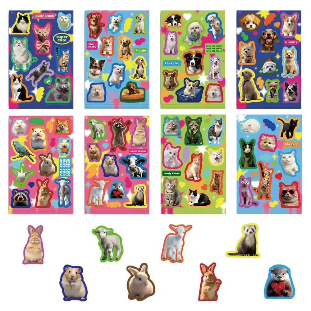 Animal-themed Decals 8 Sheets Stickers Cute Zoo Sea Dinosaur Waterproof Vinyl Decals Diy Game Puzzle Art Craft for Festival