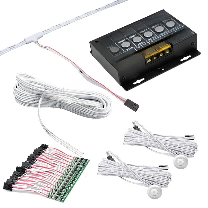 

Flowing water staircase sensor light Home improvement villa staircase step embedded intelligent chasing light strip