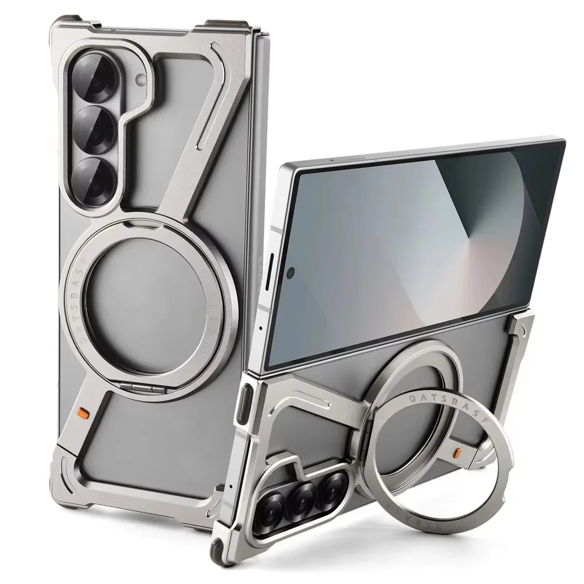 Z-Shaped Metal Frame Case For Samsung Galaxy Z Fold 7 6 5 Aluminum Alloy 360 ° Magnetic Charge Rotating Holder Shockproof Cover
