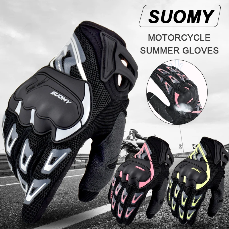 Suomy Rękawiczki motocyklowe Letnie siatkowe oddychające rękawiczki Moto Mężczyźni Kobiety Rękawiczki motocrossowe z ekranem dotykowym Rękawiczki rowerowe z ekranem dotykowym