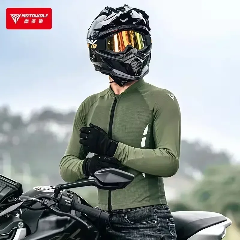 MOTOWOLF Men's Motorcycle Jacket Summer Breathable Motocross Body Armor Elastic Rider Racing Jacket Clothing CE Certified