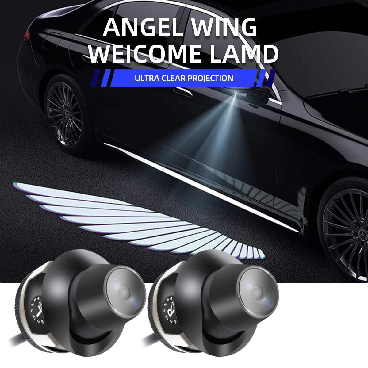 

2Pcs Angel Wing Rearview Mirror Light Auto Exterior Decoration Accessories Fashion Welcome Door Carpet Projection Lamp Universal