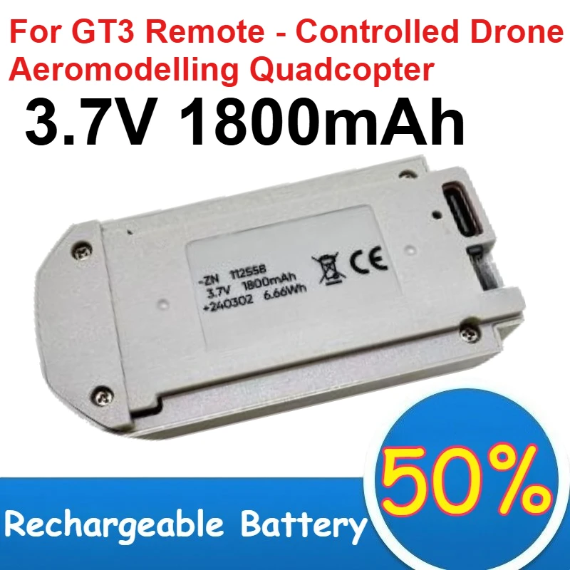 

3.7V Lithium Battery 1800mAh Capacity for GT3 Remote - Controlled Drone Aeromodelling Quadcopter Rechargeable Batteries