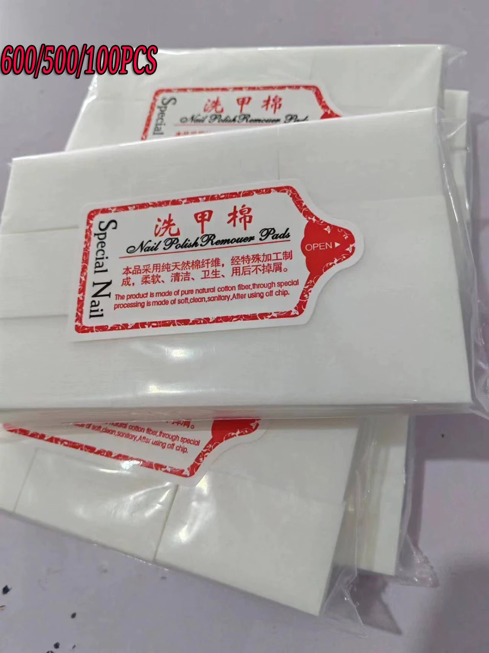 Wholesale 500pc Cotton Gel Nail Polish Remover Wipes Beauty Salon Use Non-Woven Nail Cleaning Pads Lint-Free Nail Polish Remover