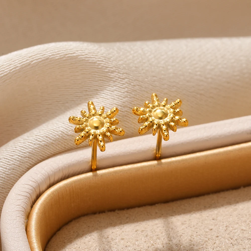 

Tiny Cute Sun Stud Earrings for Women Gold Color Stainless Steel Earrings 2025 Trend New in Piercing Ear Jewelry aretes mujer