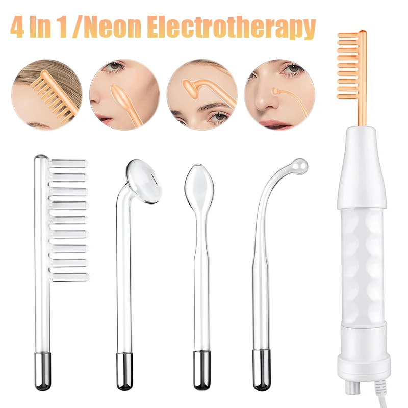 

High Frequency Facial Machine Skin Therapy 4 Electrotherapy Wands Remove Wrinkles Acne Facial Therapy Wand Portable Beauty Care