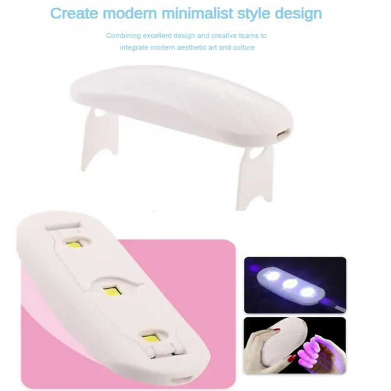 5W Mini Nail Dryer Machine Portable 3 LED UV Manicure Lamp Home Use Nail Lamp For Drying Nails Polish Varnish With USB Cable