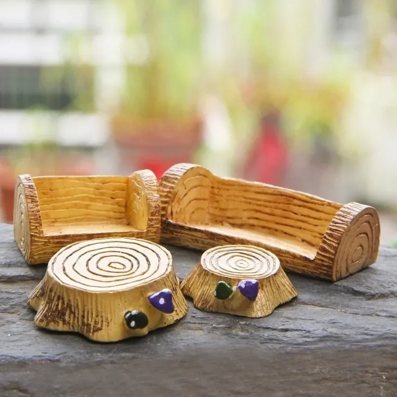 Micro Landscape Accessories Size Tree Stump Stump Resin Double Single Stool Decoration Toy Resin Accessories