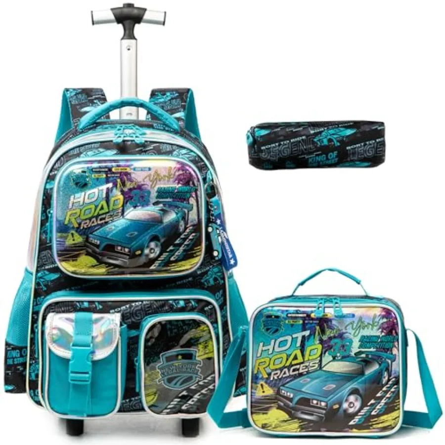 

School Rolling Backpack for Boys 17" Multiple Function Pockets