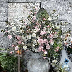 SunMade Luxury Rich Camellia Flower Branch Fake Flowers Party Decoration Cherry Blossom Flores Artificiales White Flore Wedding