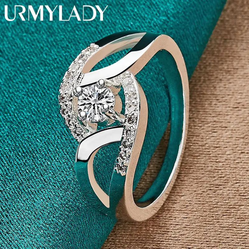 925 sterling silver angel heart zircon ring with pendant