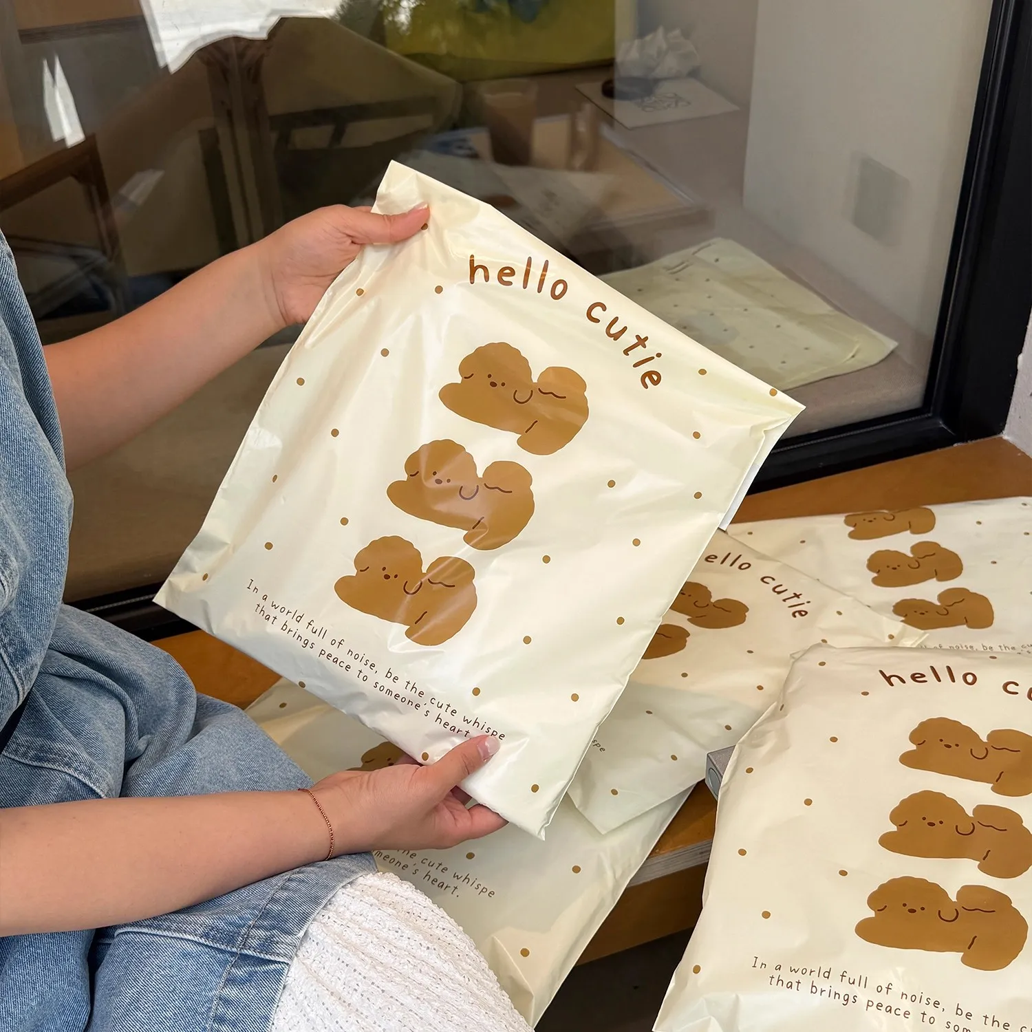 INPLUSTOP 50 個かわいい犬漫画輸送宅配袋セルフシール防水衣類ギフト靴バッグプラスチックエクスプレス保存袋