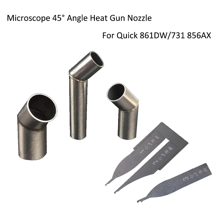 45 Degree Angle 3pcs CPU BGA Nozzle Adapter 6mm 7mm 9mm + 3pcs CPU Flying Wire Blade For Quick 861DW 856 AX 731 Hot Air Gun