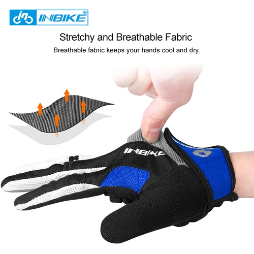 Imagen 2 del producto INBIKE-guantes de bicicleta de Gel con dedos completos para hombre, guantes de ciclismo para ciclismo de montaña y carretera, accesorios para bicicleta con pantalla táctil
