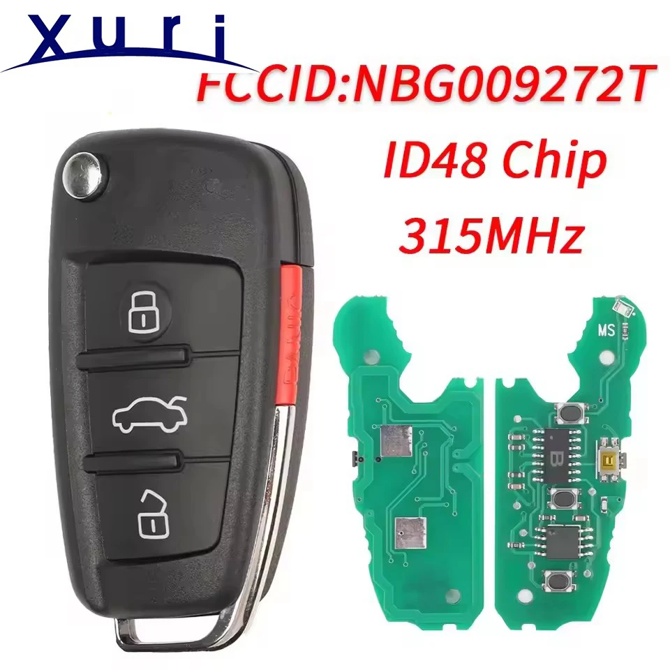

Xuri Flip Remote Control Car Key 4BTN 315MHZ ID48 FCCID NBG009272T for Audi A2 A3 A4 A6 A8 TT Quattro S3 S6 S8 Q7 R8 S5 RS4