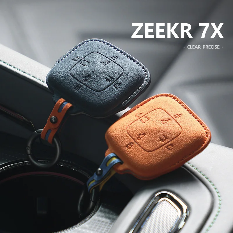 For Zeekr 7x 2025 Bluetooth Car Key Fob Cover Faux Suede Protective Case Dirt Scratch Resistant Soft Touch Accessory Decorative