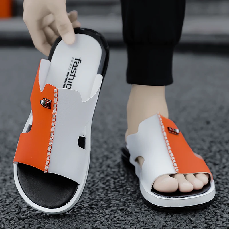 2023 Summer Men Shoes Sandals Comfortable Slip-on Casual Sandal Fashion Shoes Men Slippers Personality Double color blocking