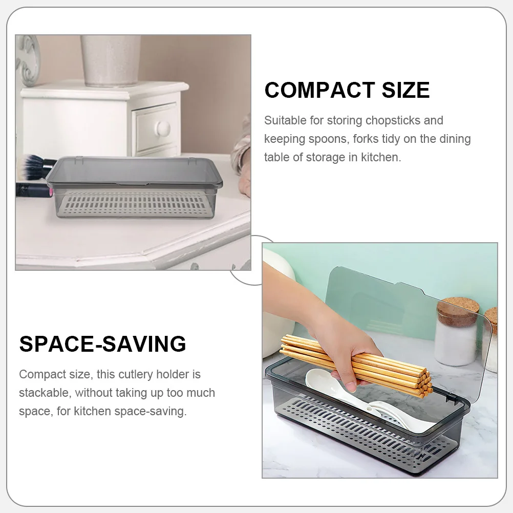 

2Pcs Chopstick Storage Box Large Capacity Kitchen Utensil Organizer Stackable Cutlery Drainer Basket PP Material Space Saving