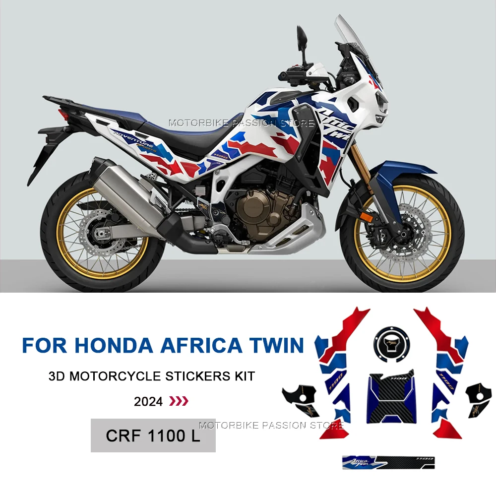 

Для Honda Africa Twin Приключения Спорт 2024 Набор наклеек защита Водонепроницаемый Мотоцикл 3D эпоксидная смола переводная картинка CRF 1100CL