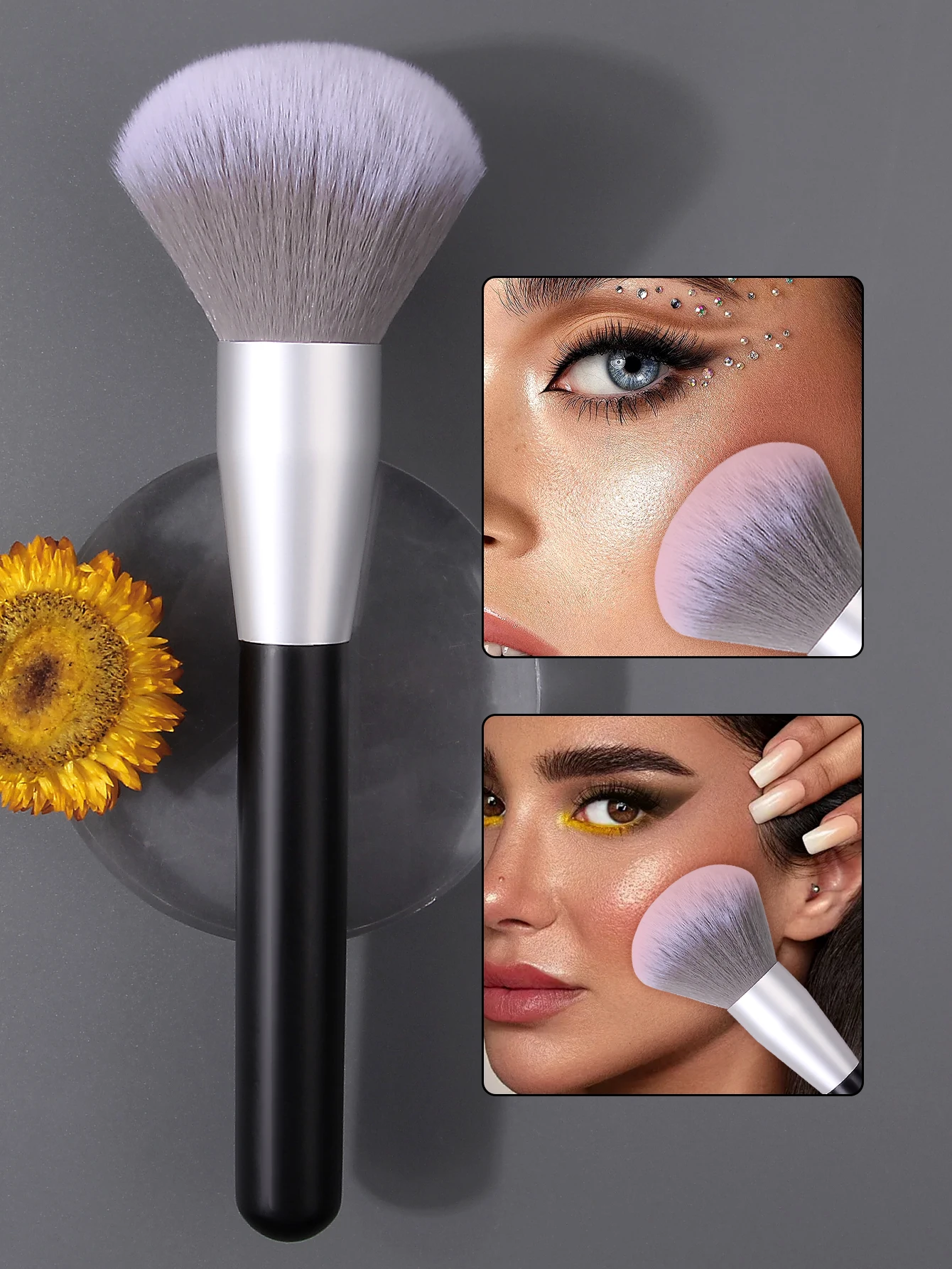1PC Pennello per trucco soffice e setole morbide, strumenti di bellezza portatili professionali, pennello per fard, pennello per cipria e pennello per impostazione