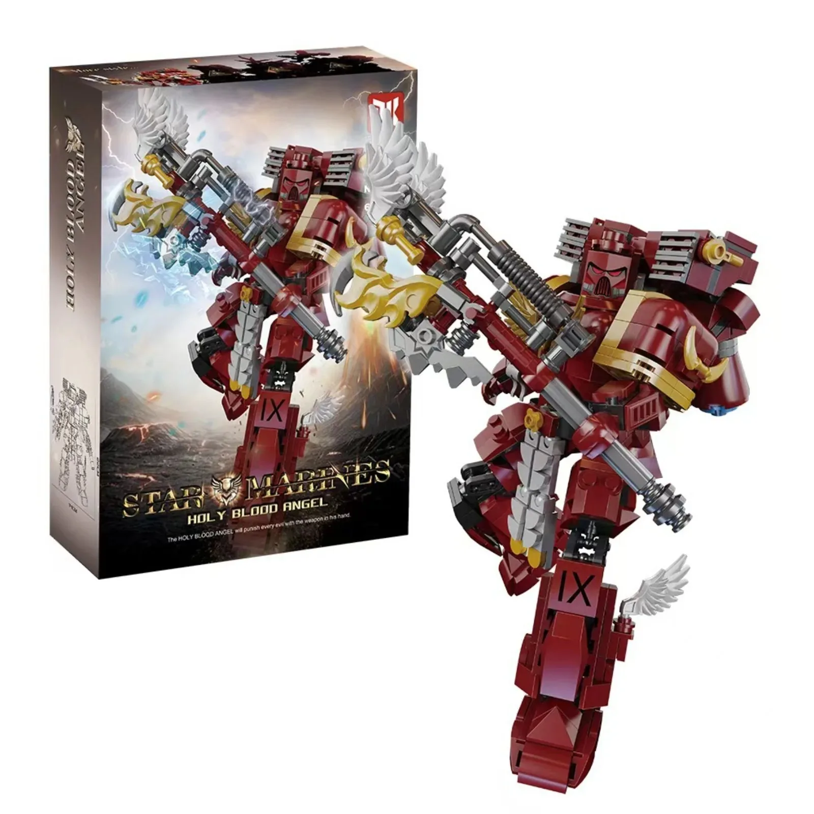 

Deke 1003 Warhammer Style Blood Angels Red Mecha Model Collectible Building Blocks Toy Kids Educational Birthday Gift