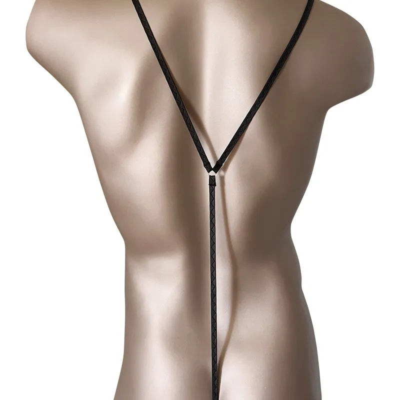 Men Ice Silk Back Strap Thong Underwear High Elastic Sexy Harness Design Bulge Pouch Low Waist Panties