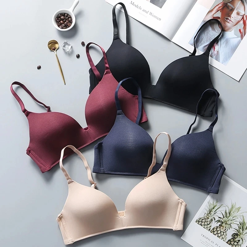 1PC Sexy Women Seamless Bra Without Steel Ring Female Smooth Push Up Bralette Underwear Solid Color Wirefree Intimate Lingerie