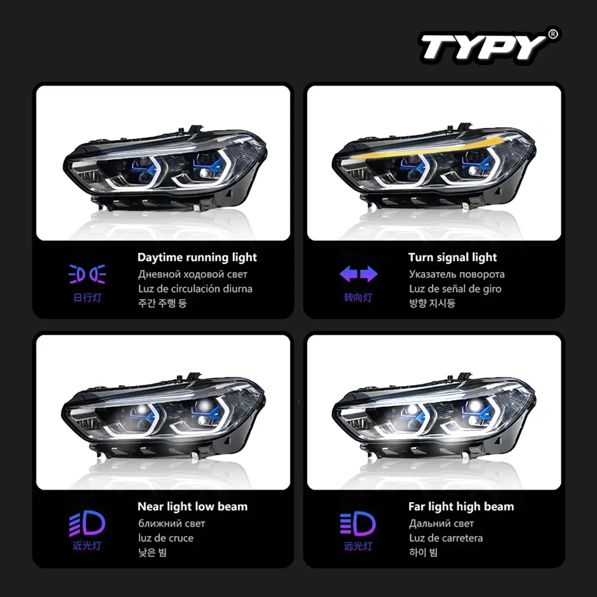 

TYPY New LED Head Lamp Upgrade Modified For BMW X5 G05 2019-2023 Headlight Dynamic Signal Head Lamp Auto Accessories