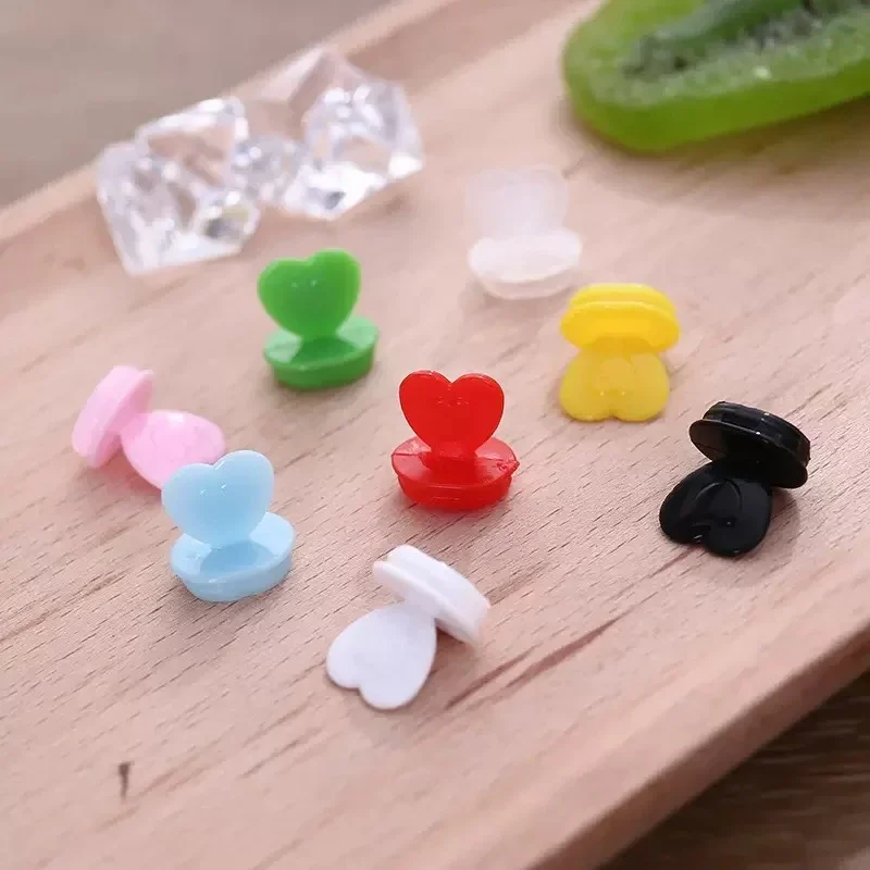 500pcs Disposable Coffee Cup Injection Cap Heart Shape Blue Red Black Pink Leakproof Cup Cover Plug Creative Decoration Stoppers