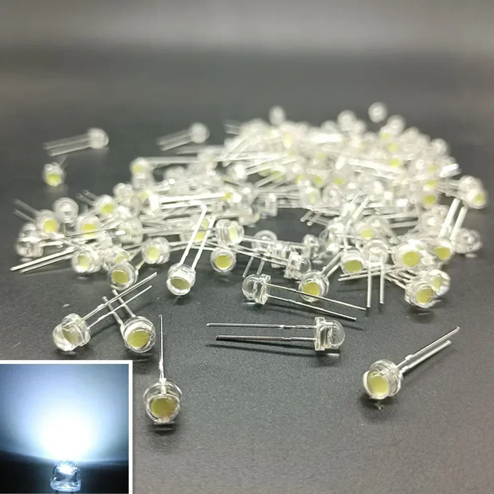100PCS NEUE F5 5mm Weiß Super Helle LED Lampe Weitwinkel Transparent