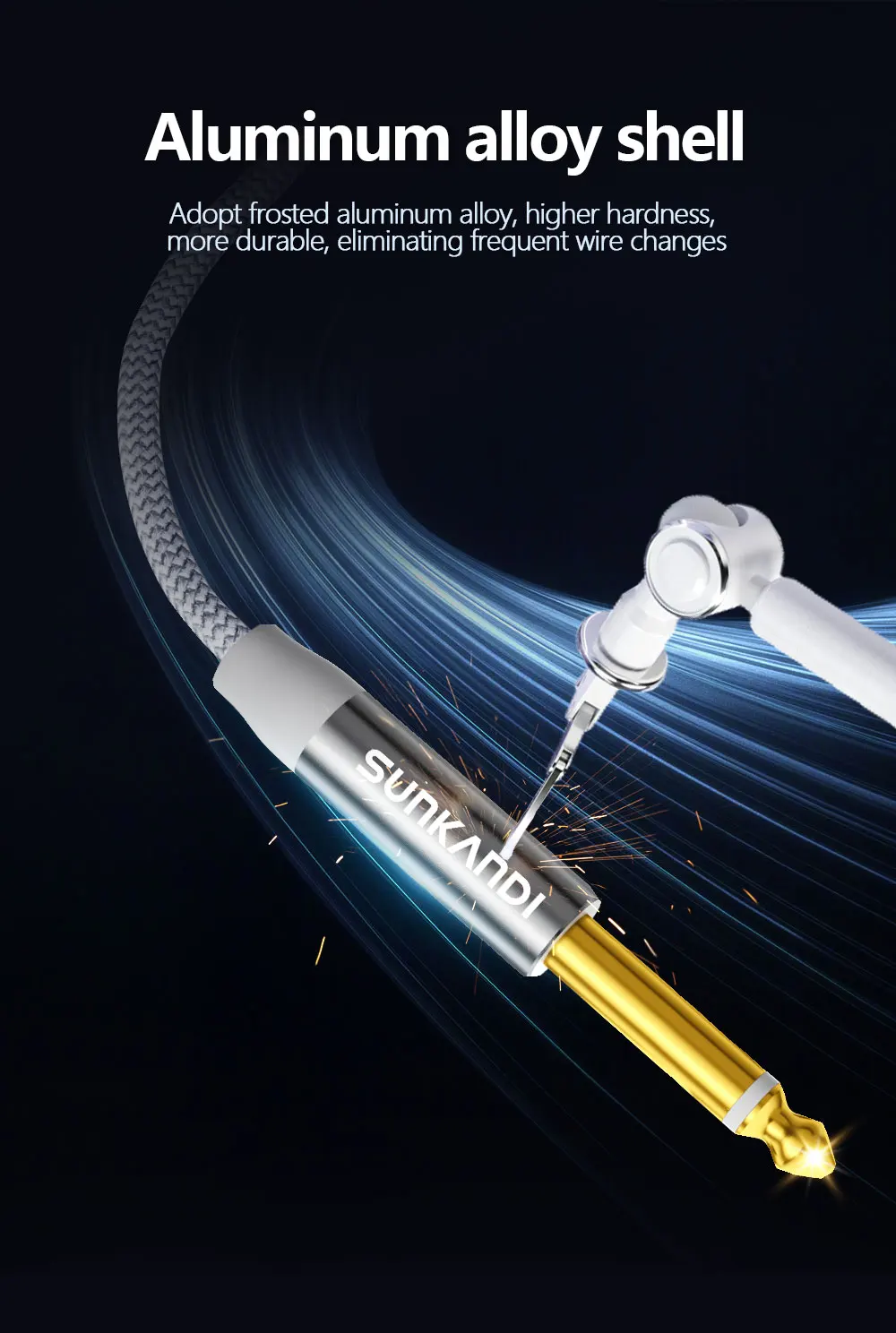 SUNKANDI 1/8 to 1/4 Audio Cable, 3.5mm TRS to Dual 6.35mm 1/4 TS Mono Y Splitter Audio Cord Adapter for PC, Home Stereo System
