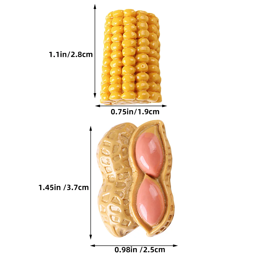 1 مجموعة 1 مجموعة صغيرة الذرة الفول السوداني الغذاء لديكور المنزل ، محاكاة واقعية المشهد الحرفية Diy بها بنفسك زخرفة الطعام الصغيرة الراتنج المشهد الدعامة