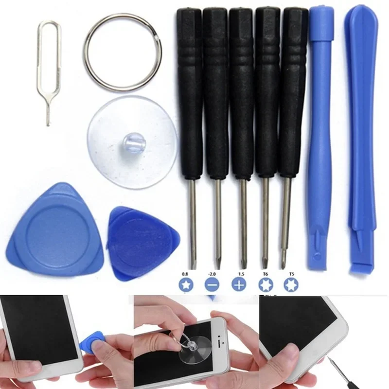 Kit de herramientas de apertura de reparación de 8 9 10 11 en 1 para iPhone iPad Samsung, set de destornilladores de precisión para Xiaomi Huawei celulares 2