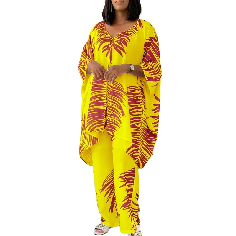 

2 Piece Women Sets Dashiki African New Arrival Summer Autumn Matching Sets Two Pieces Sets Top And Pants Suits Outfits Clothing