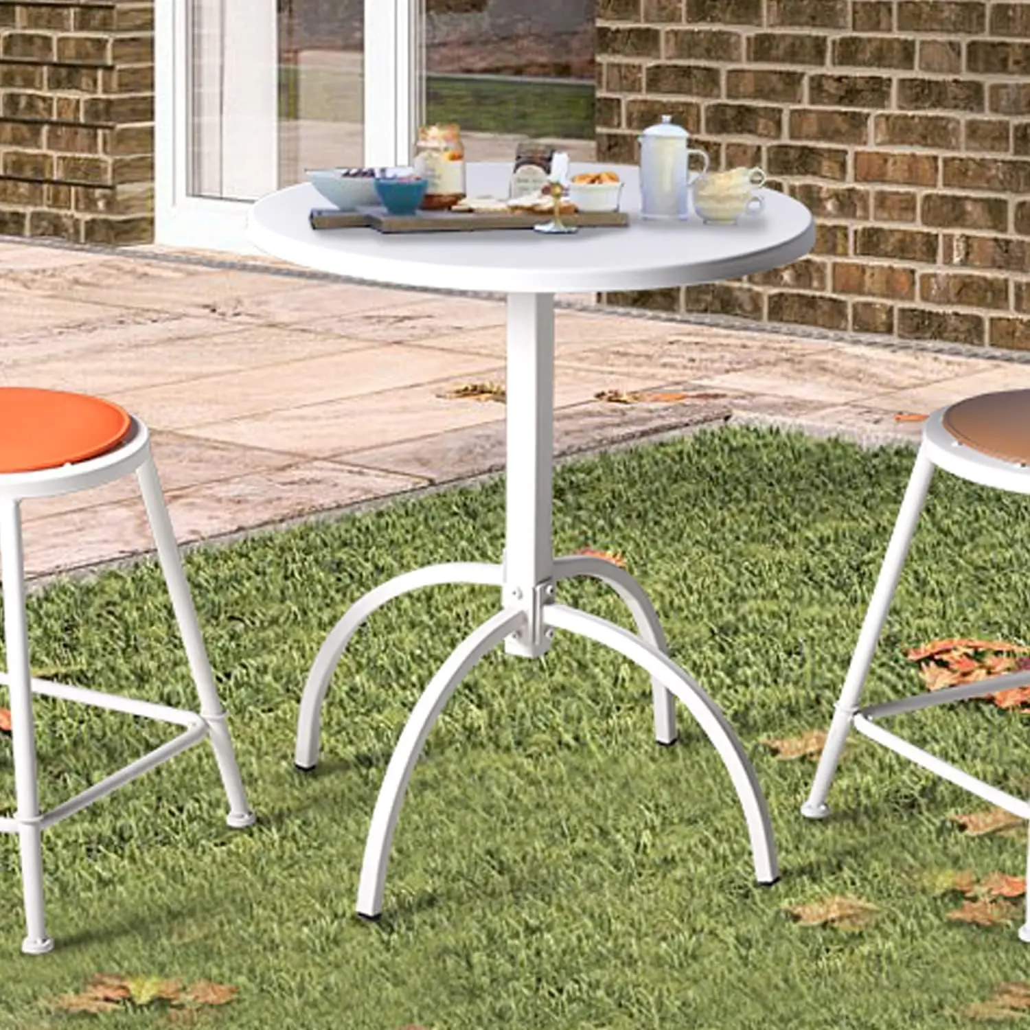 29.5Inch Height Patio Table Modern Pub Bar Table Industrial Dining Table Rustic Cafe Table Metal Design 23.6Inch Diameter For