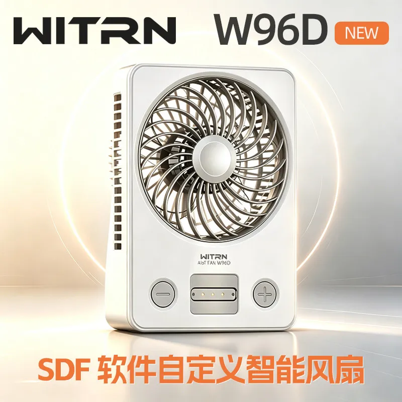 WITRN W96D Intelligent Small Fan   Handheld Portable with Desktop Charging  Natural Wind 21700 Battery Not Included