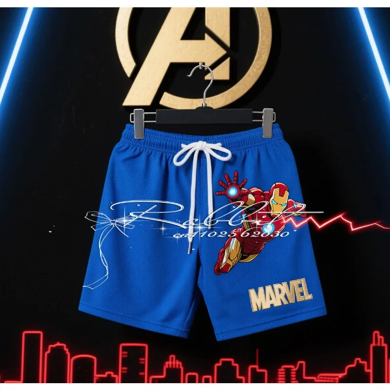 

2025Новые модные спортивные быстросохнущие шорты с 3D принтом Marvel Superhero Iron Man для взрослых и детей, пляжные шорты для родителей и детей