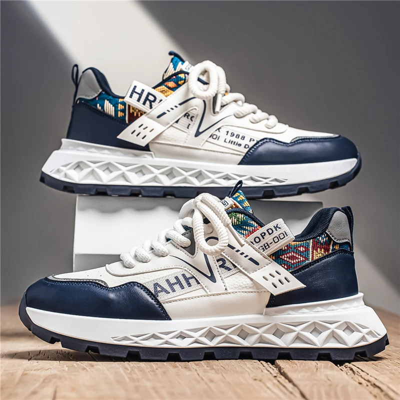 

Мужские весенние новые спортивные повседневные классические модные туфли на толстой подошве для отдыха, дышащие, из микрофибры, улучшенные, весна-осень