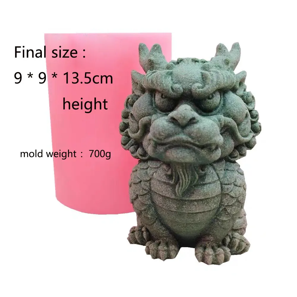 13cm Kirin Mold Fish Tank Cement Decoration DIY Silicone Mold Chinese Legendary Beast Kirin Plaster Epoxy Resin Crafts Molds