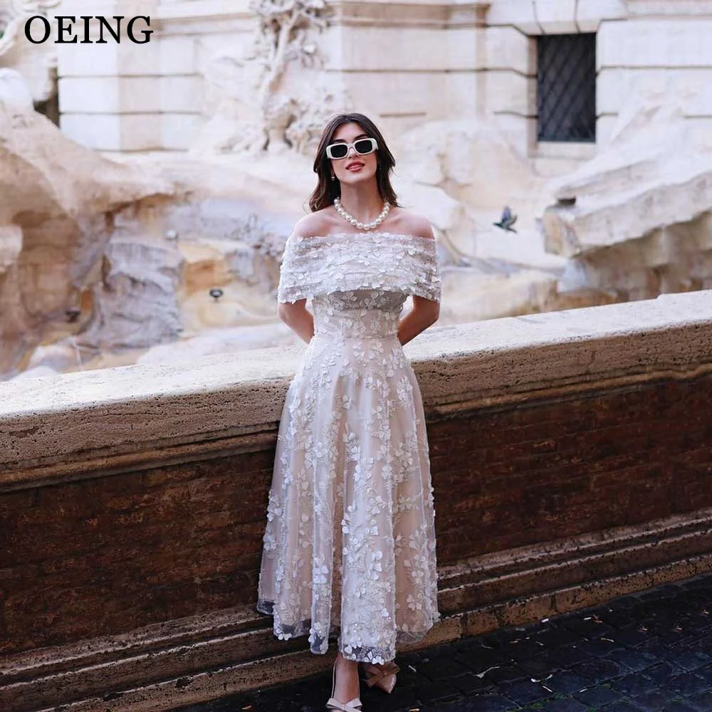 OEING 2024 Elegant A Line Wedding Dress Detachable Off The Shoulder 3D Lace Appliques Bridal Gown Exquisite Prom Dress Gala