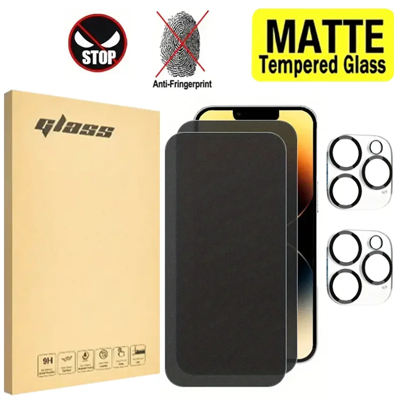 4-In-1 (2pcs Matte Privacy Protection Tempered Film And 2pcs Lens Film),Suitable for Iphone 13/14/15/16/17/18/Pro/Pro Max Series