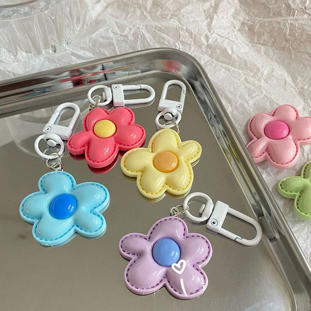 Candy Color Flower Keychain Bag Earphone Case Pendant DIY Accessories Car Key Ring Cute Flowers Key Chains Decor Jewelry