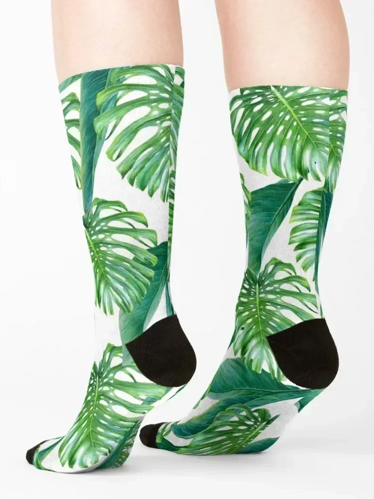 Green tropical leaves VI Socks warm winter valentine gift ideas man Wholesale Boy Socks Women's