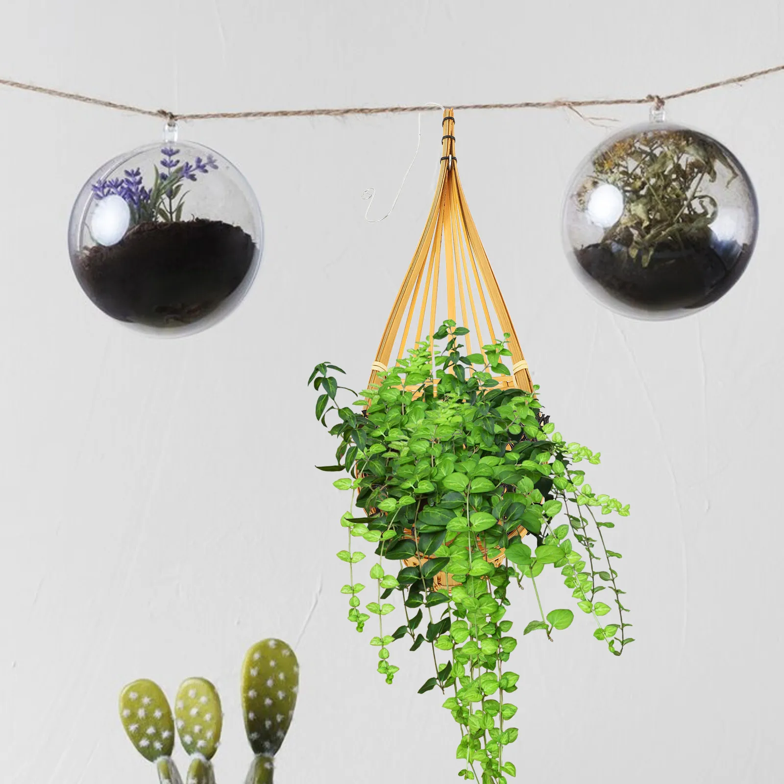 

Набор из 4 подвесных корзин из бамбука для орхидей, декоративные настенные корзины для хранения цветов, фруктов и овощей