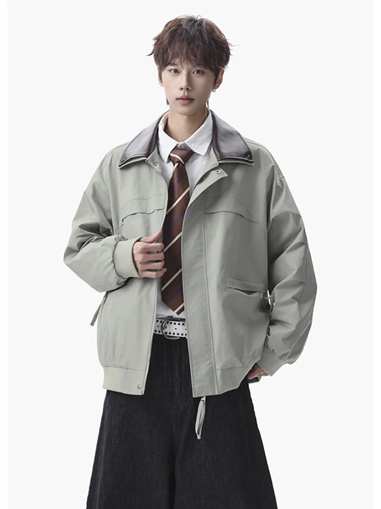 

Повседневная мужская куртка из искусственной кожи с заклепками в стиле ретро, весенняя новая свободная рабочая одежда, пальто большого размера, верхняя одежда для отдыха