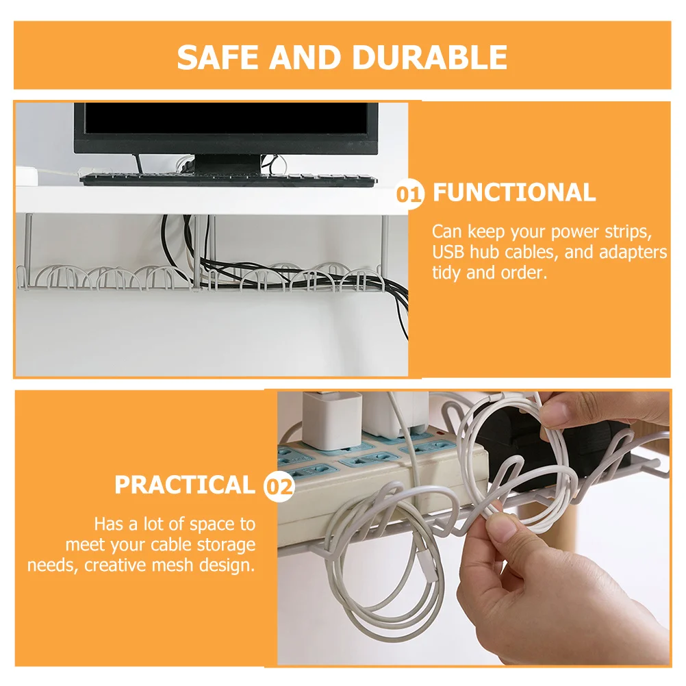 책상 아래 케이블 정리함 철제 랙 전문가용 케이블 관리 바구니 멀티탭 홀더 가정용 와이어 보관 트레이