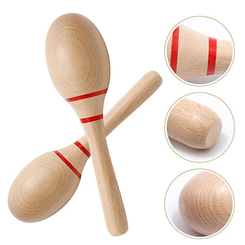 8Inch Hand Percussion Rattles, Beech Wood Rumba Shakers, Latin Musical Instrument for Games Party Favors