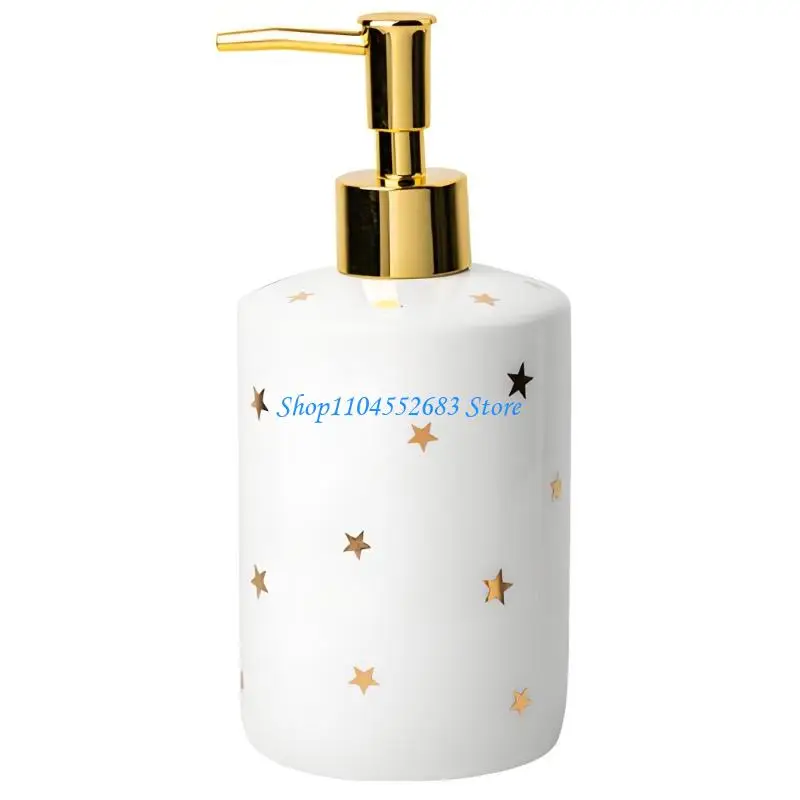 Reusable Soap Bottle with Press Pump for Bath Sink and Guest Bath, Countertop Ceramic Lotion Dispenser for Powder Room and Daily