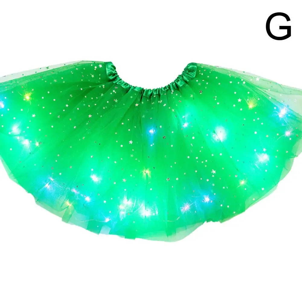 Faldas con luz LED brillante para niños, faldas mullidas de princesa, estrella de medio cuerpo, Cosplay, ropa brillante con brillo Led, falda de disfraz W9X2