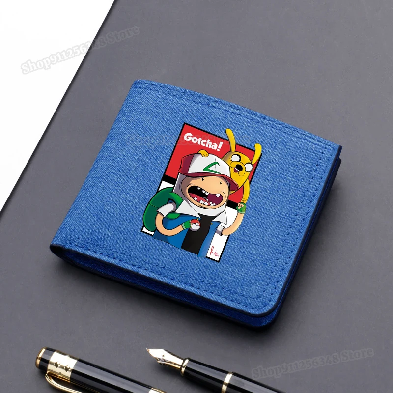 محفظة وقت المغامرة الكرتونية للرجال والنساء حاملي البطاقات جيك فين أنيمي الشكل طباعة Slimwallet السفر في الهواء الطلق المال كليب هدية